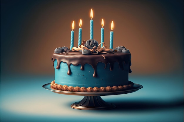 Gâteau D'anniversaire De 30 Ans Avec Bougies Allumées Et Bannière