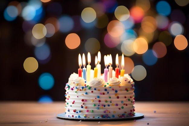 Gâteau d'anniversaire avec bougies avec espace de copie ai génératif