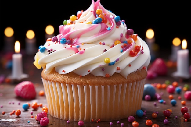 Gâteau d'anniversaire avec bougies fête d'anniversaire