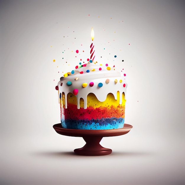 Gâteau d'anniversaire avec bougies Illustration Generative AI