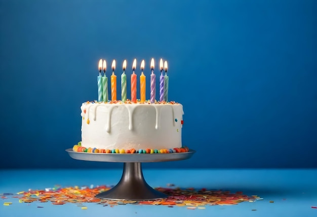 un gâteau d'anniversaire avec les bougies de nombre dessus