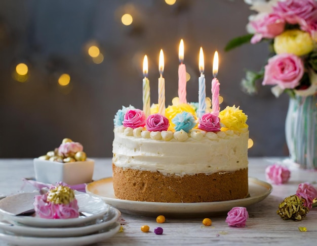 gâteau d'anniversaire avec des bougies