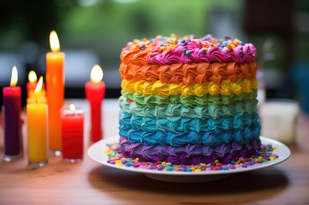 Un gâteau d'anniversaire avec des bougies.