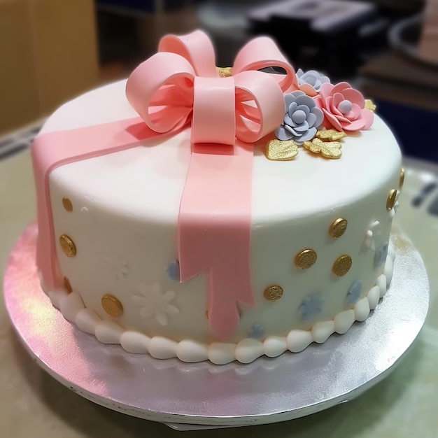 Un gâteau d'anniversaire coloré isolé sur un fond coloré