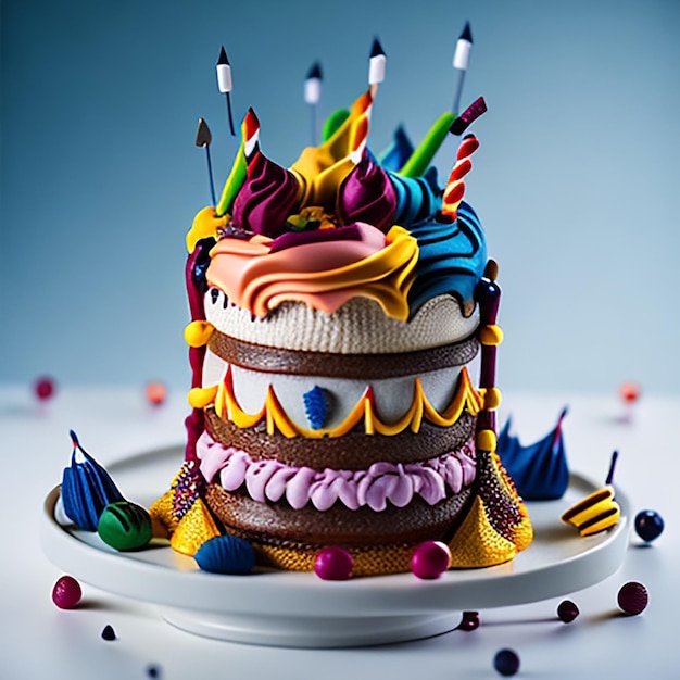 Un gâteau d'anniversaire coloré