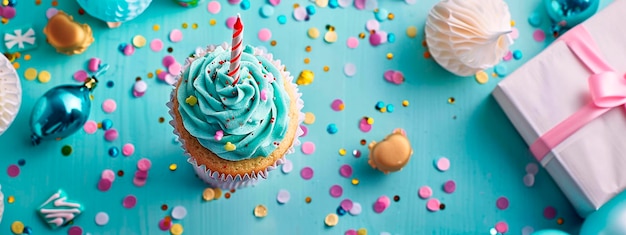 gâteau d'anniversaire confetti de bonbons focalisation sélective