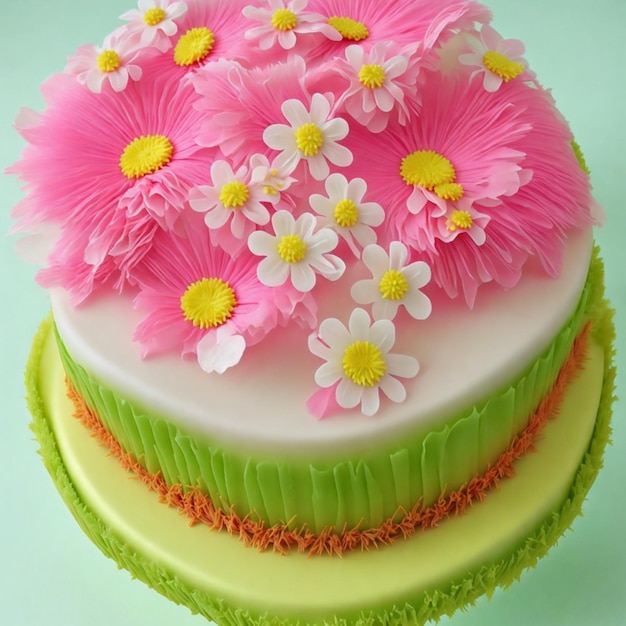 Gâteau d'anniversaire fleurs 4D