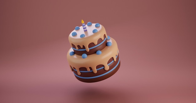 Photo gâteau d'anniversaire flottant rendu 3d