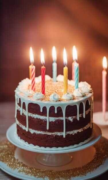 Un gâteau d'anniversaire sur un fond flou