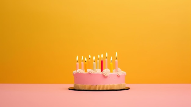 Gâteau d'anniversaire fond minimal Illustration AI GenerativexA