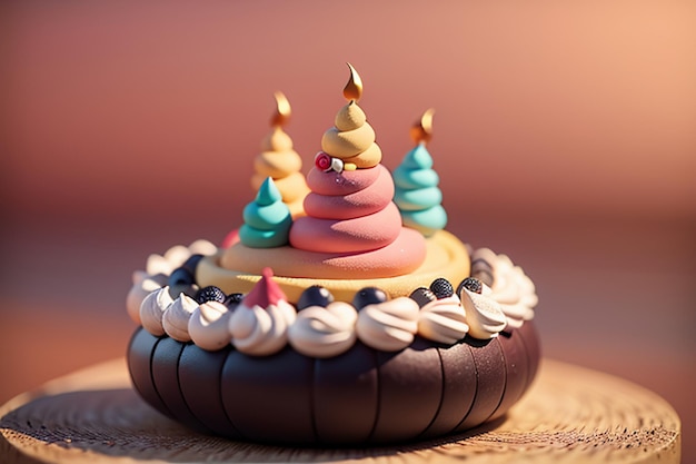 Gâteau D'anniversaire Gâteau Au Chocolat Garniture Crème Gâteau Délicieux Fête Fond D'écran