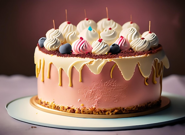 gâteau d'anniversaire gâteau sucré pour une surprise anniversaire pour anniversaire et célébration