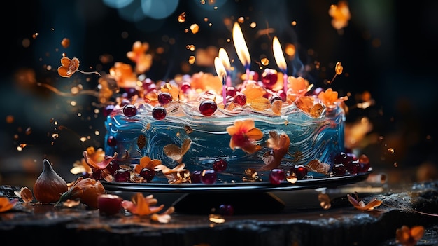Photo gâteau d'anniversaire icône 3d fond d'écran hd 8k image photographique
