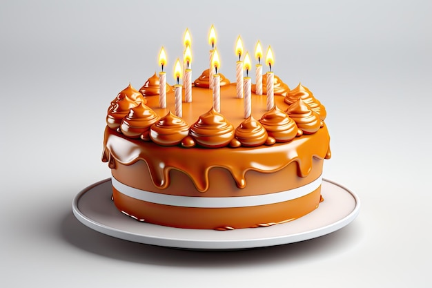 Gâteau d'anniversaire icône 3d sur fond isolé