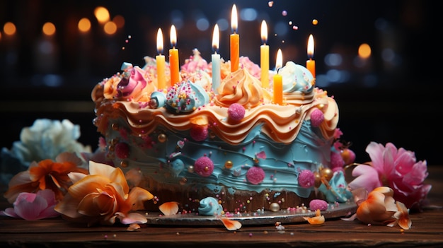 Gâteau d'anniversaire avec illustration de bougies