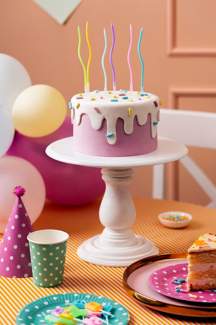 Un gâteau d'anniversaire à la nature morte