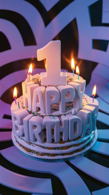 Un gâteau d'anniversaire avec le numéro 1 dessus.
