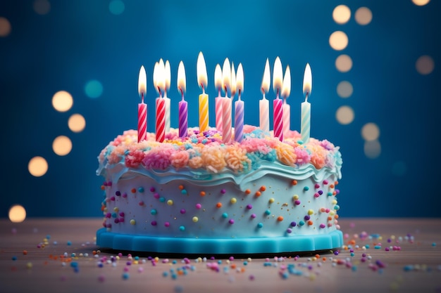 Un gâteau d'anniversaire orné de nombreuses bougies scintillantes pour célébrer