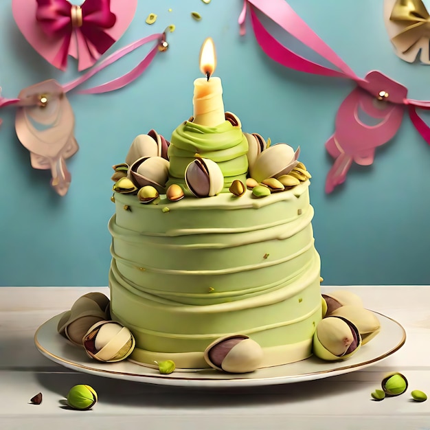 gâteau d'anniversaire à la pistache