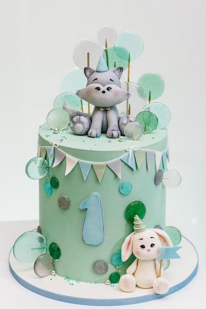 Gâteau D'anniversaire Pour 1 An Le Gâteau Avec Une Figure Loup Et