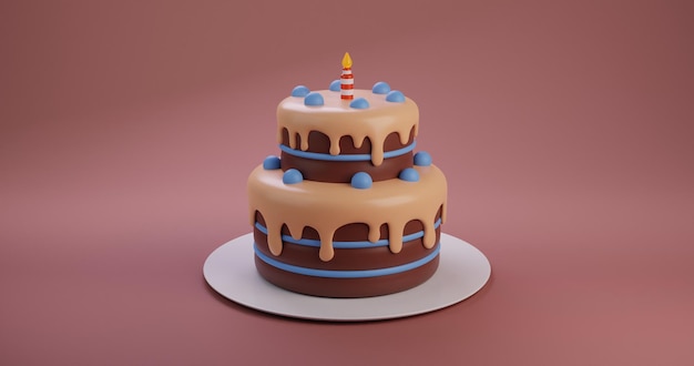 gâteau d'anniversaire rendu 3d
