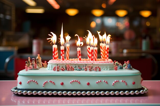 Un gâteau d'anniversaire rétro