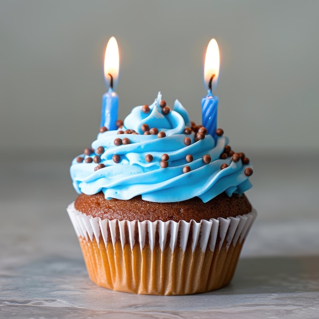 Un gâteau d'anniversaire avec une seule bougie.