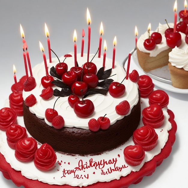 Photo gâteau d'anniversaire sur la table généré par l'ia