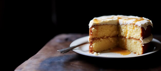 Photo gâteau au beurre brun à l'éponge rond fait maison