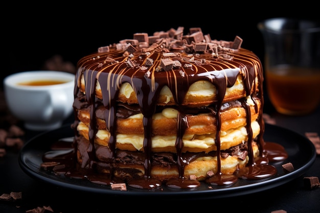 Un gâteau au biscuit avec des gouttes de chocolat