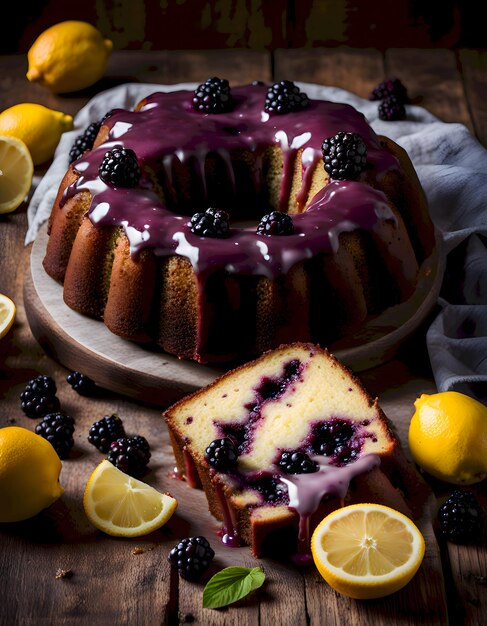 Un gâteau au Blackberry Bundt vibrant