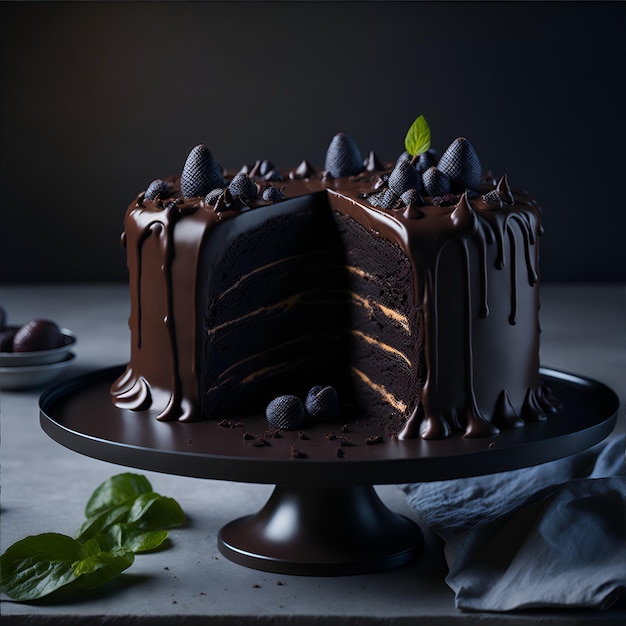 gâteau au chocolat sur une assiette