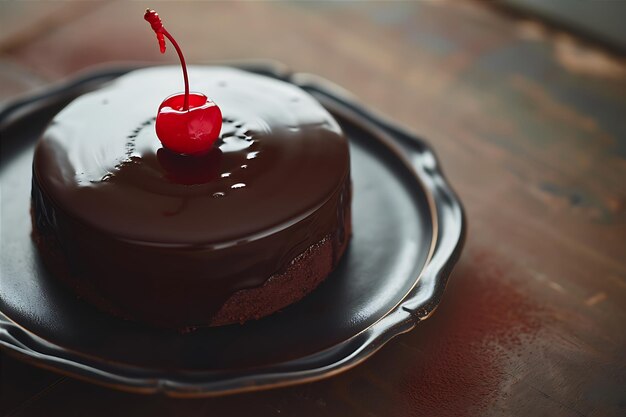 Un gâteau au chocolat au top de cerise