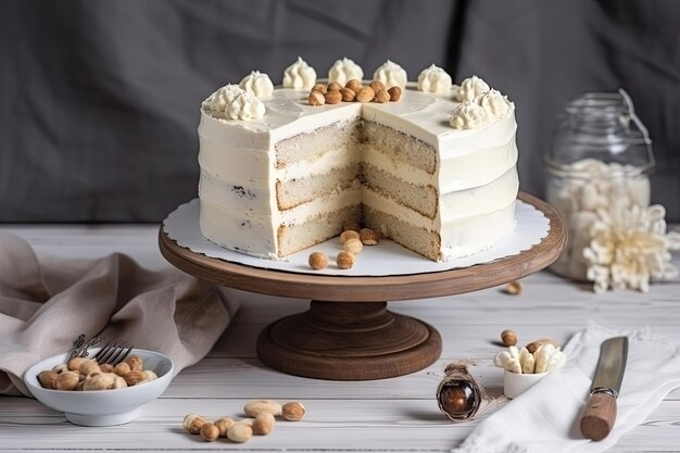 Gâteau au chocolat blanc sur le dessert de table