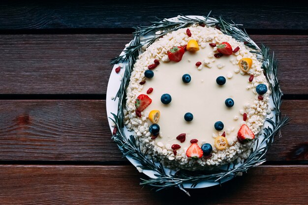 Gâteau au chocolat blanc vue de dessus