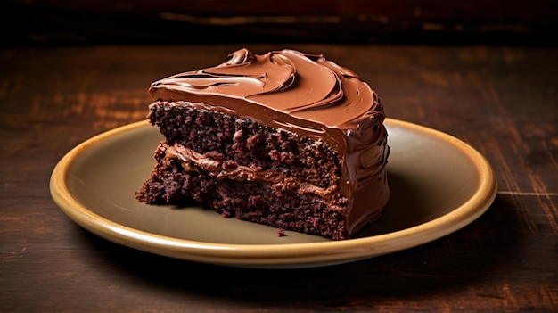 Un gâteau au chocolat avec du glaçage au chocolat sur une assiette