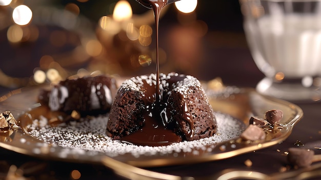 un gâteau au chocolat avec du glaçage au chocolat