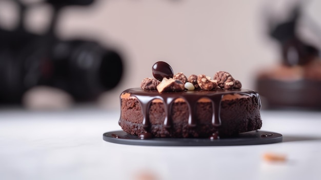 Gâteau au chocolat fait maison avec espace de copie