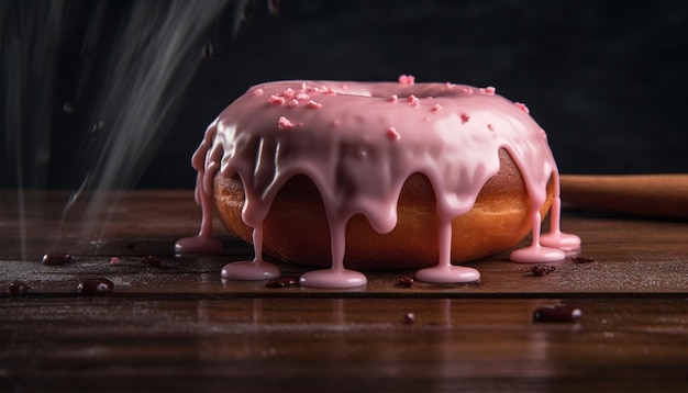 Gâteau au chocolat maison gourmand avec glaçage à la fraise généré par l'IA