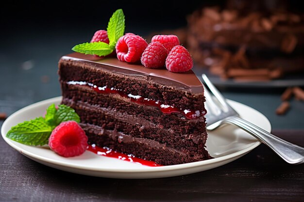 Gâteau au chocolat avec un peu de sucre en poudre