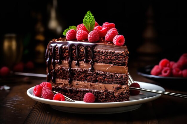 Gâteau au chocolat avec une riche ganache