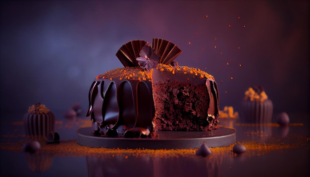 Gâteau au chocolat sur la table de vacances