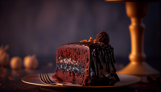 Gâteau au chocolat sur la table de vacances