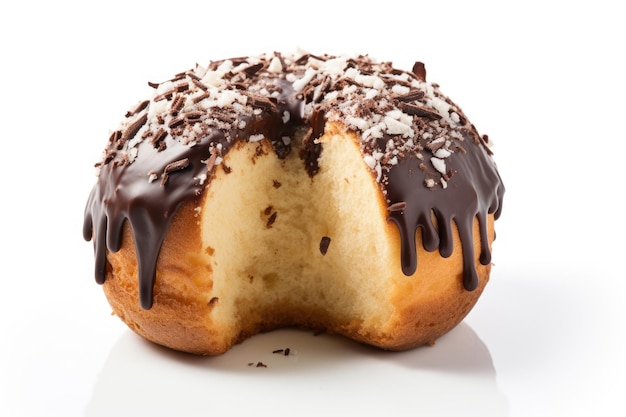 Un gâteau au chocolat et à la vanille sur fond blanc