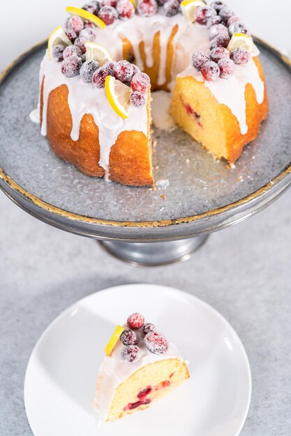 Gâteau au citron et aux canneberges