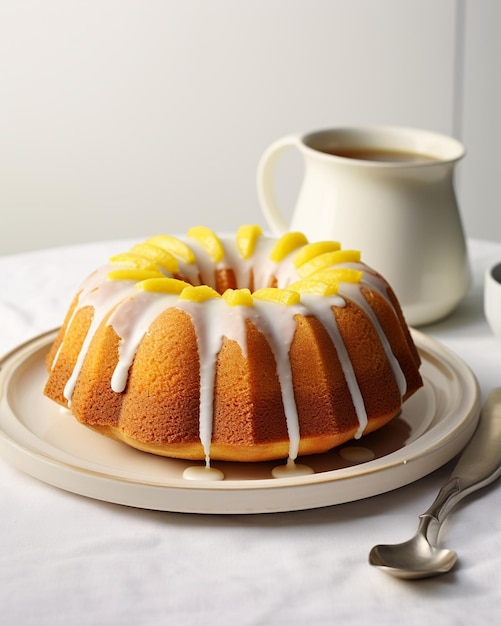 Le gâteau au citron jaune de la scène centrale