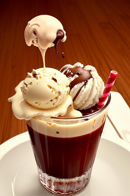 Photo gâteau au cornet de crème glacée au chocolat, collation au thé de l'après-midi, délicieuse boisson délicieuse, fond d'écran