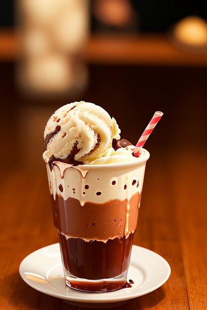 Photo gâteau au cornet de crème glacée au chocolat, collation au thé de l'après-midi, délicieuse boisson délicieuse, fond d'écran