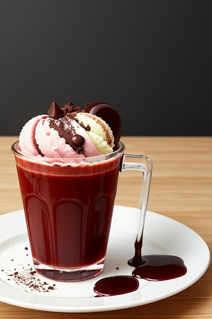 Gâteau au cornet de crème glacée au chocolat, collation au thé de l'après-midi, délicieuse boisson délicieuse, fond d'écran