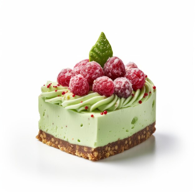 Photo gâteau au fromage au tourbillon de framboise avec glaçage vert